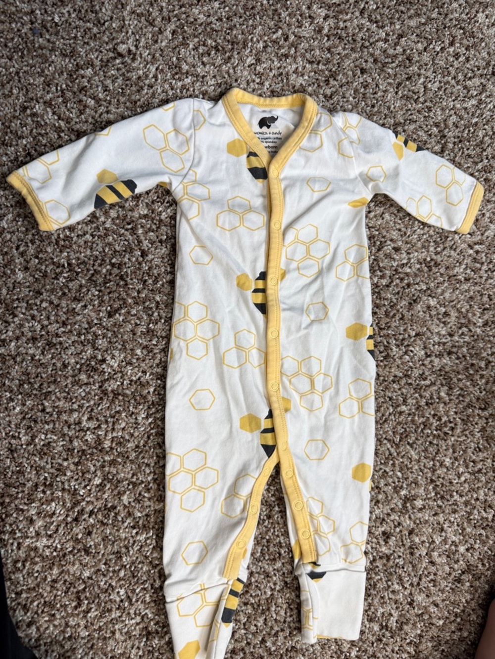 Baby One-Piece Bodysuit - Yellow Bee Print